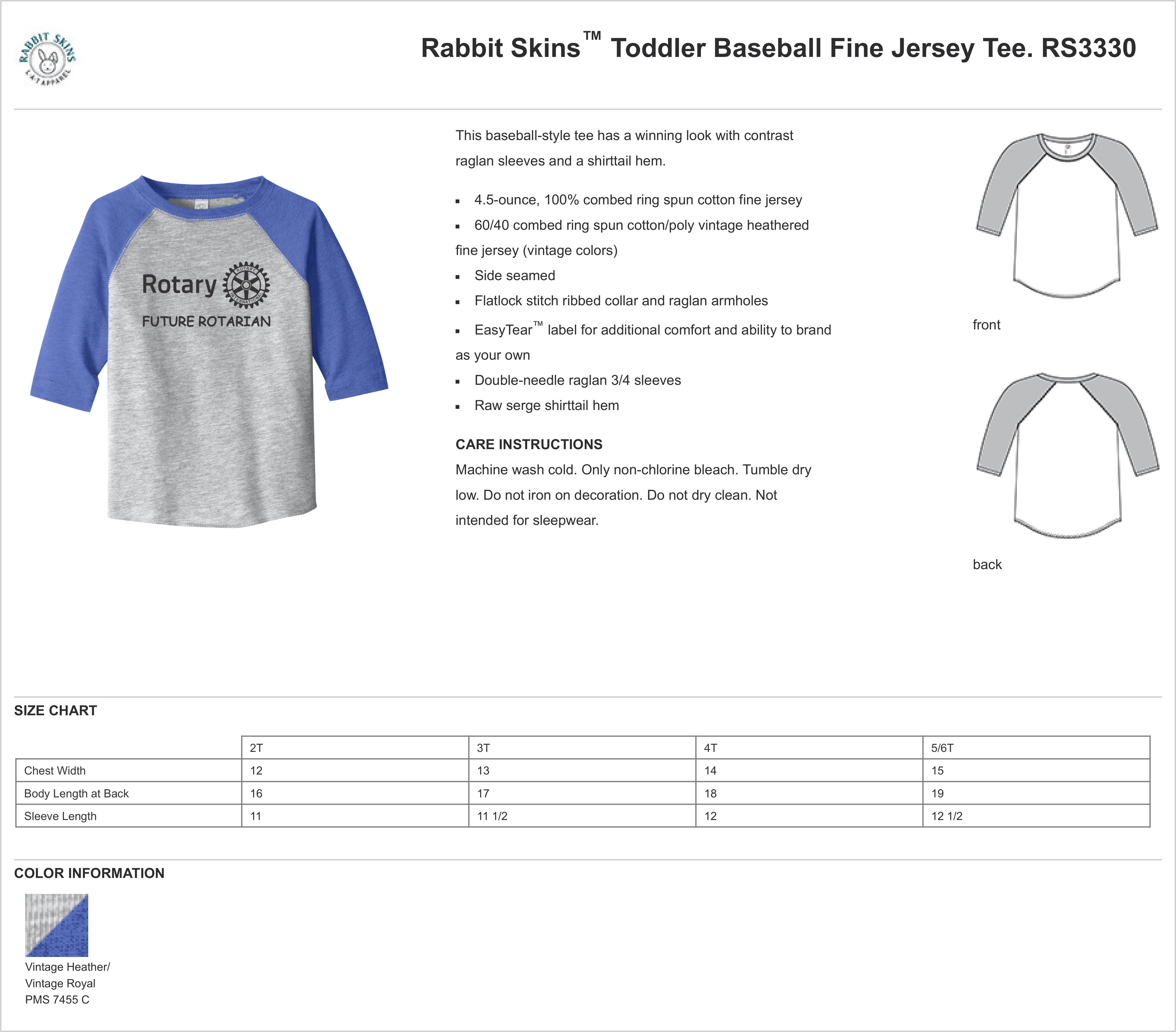 rabbit skins toddler baseball jersey tee